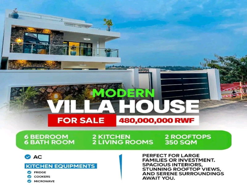 Modern villa house for sale in gacuriro
